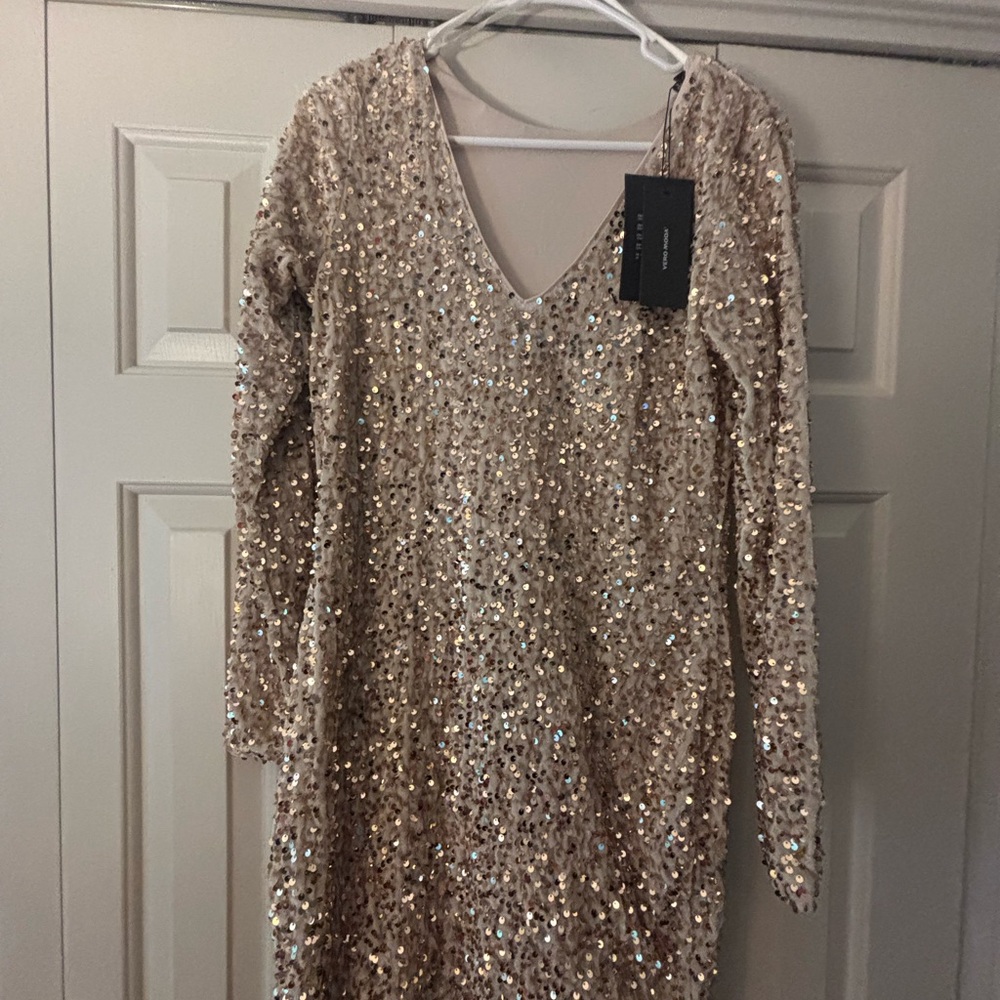 Vero Moda Sequin Dress in Gold
